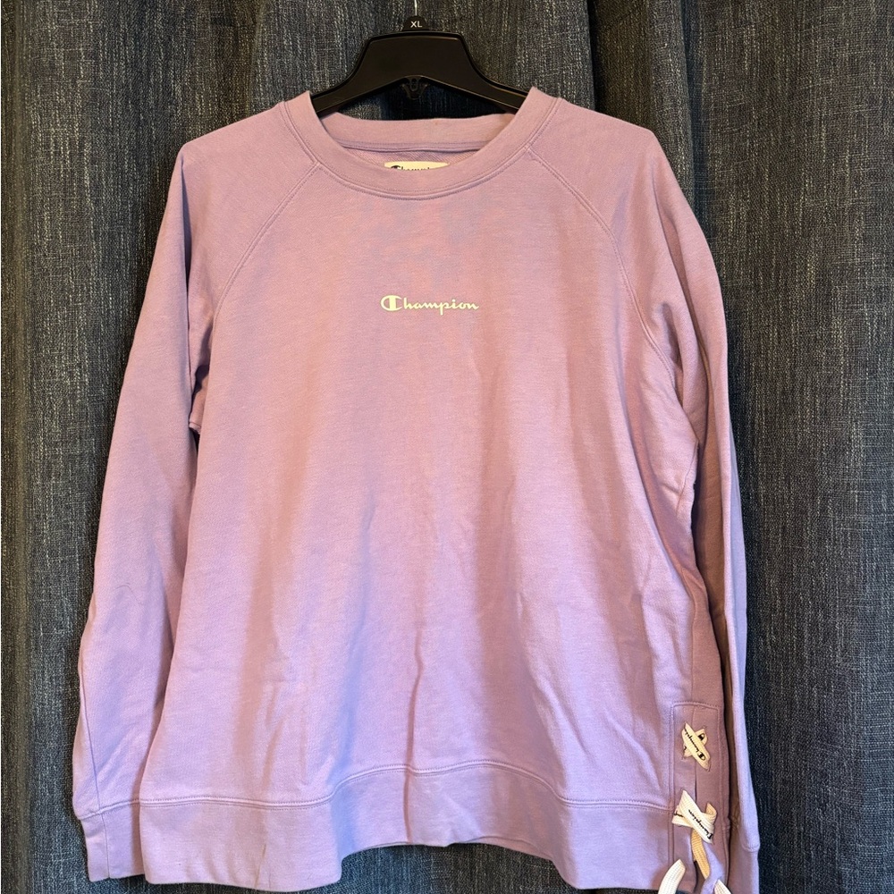 Champion Lavender Crewneck Sweatshirt with Hockey Lace